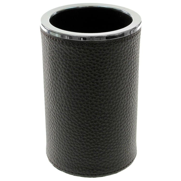 Gedy AC98-19 Round Toothbrush Holder Made From Faux Leather in Wenge Finish